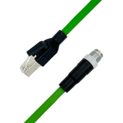 M12 X-Coded Male TO RJ45 Male 8-Pin Cable Assemblies